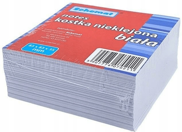 SCHEMAT Notes Kostka Nieklejona Biała 83x83x35mm Karteczki Biurowe