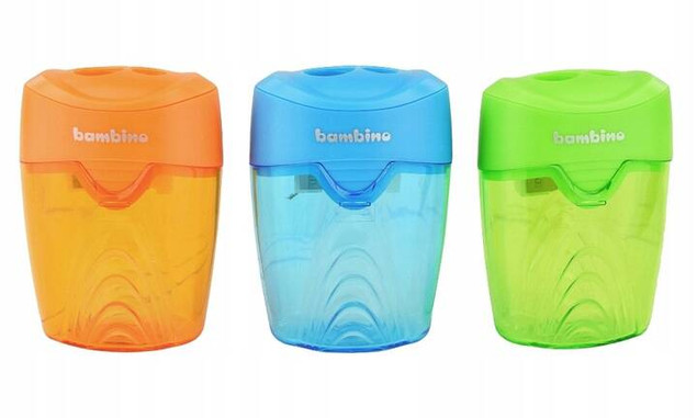 Temperówka Szkolna Podwójna Z Pojemnikiem Manualna Biurowa Bambino