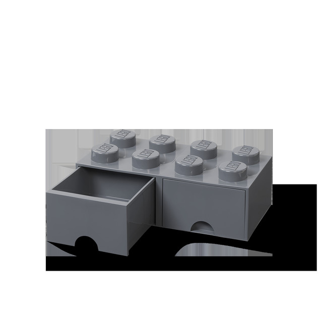 LEGO Pojemnik Klocek 8 z 2 Szufladami Szary Organizer