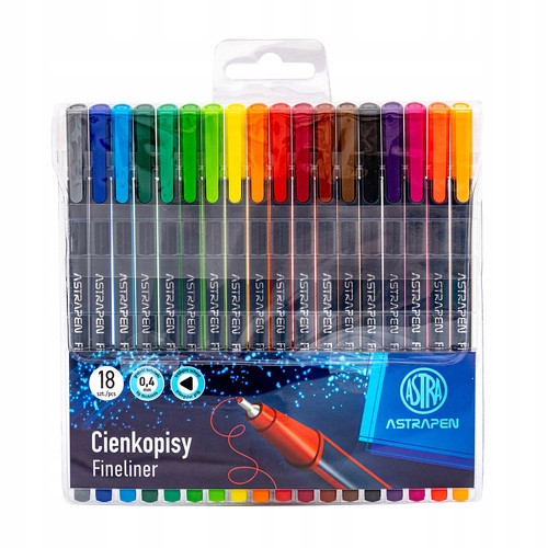 Cienkopisy Trójkątne Ergonomiczny Kształt 0.4 mm 18 Kolorów Astra