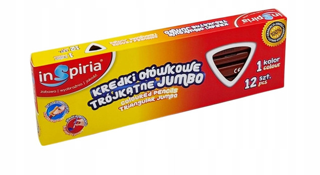 Kredki trójkątne ołówkowe brązowe Jumbo 12 sztuk
