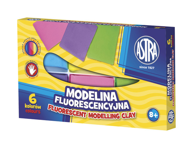 Modelina Fluorescencyjna Dla Dzieci Nie Brudząca 6 Kolorów 8+ Astra