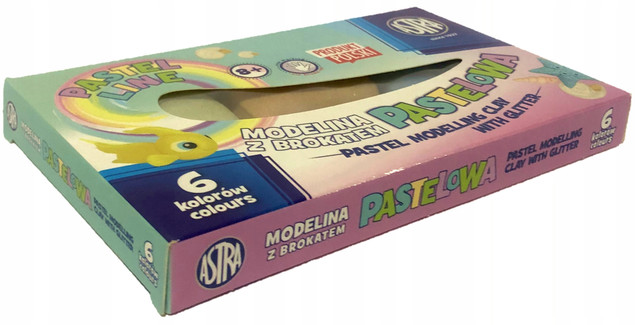 Astra Modelina Szkolna PASTELOWA Z BROKATEM 6 Kolorów