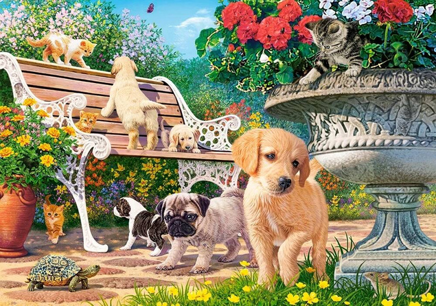 Puzzle 500 Układanka ZWIERZAKI Pieski Kotki Natura Park Żółw 9+ Castorland