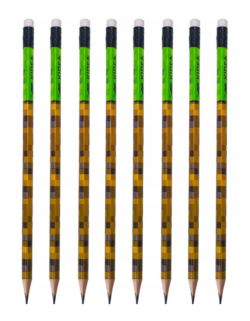 8x Ołówek Szkolny Trójkątny Z Gumką MINECRAFT HB Kidea