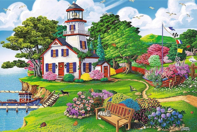 Puzzle 500 Drewniane Letnia przystań Trefl
