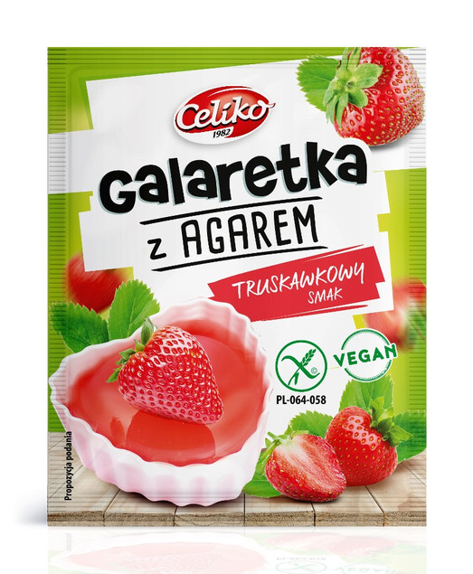 Celiko Galaretka bezglutenowa z agarem o smaku Truskawkowym 45g x10