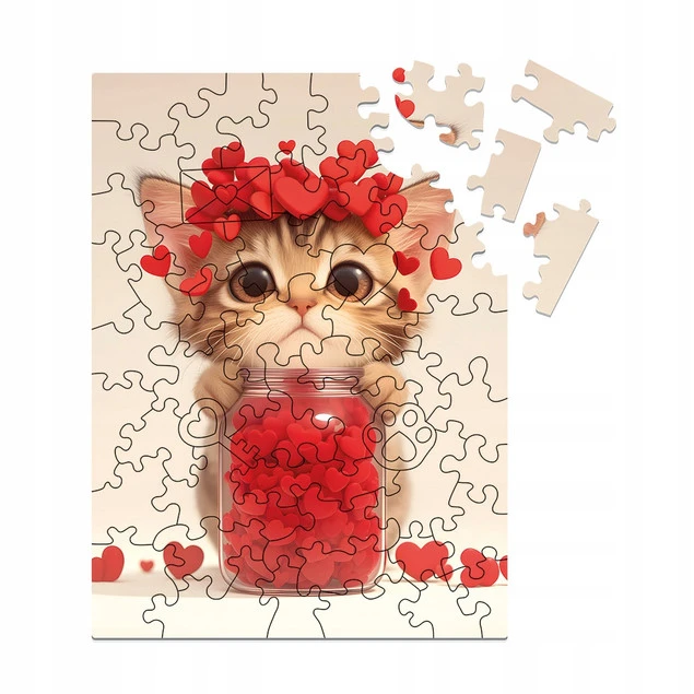 Puzzle drewniane z serduszkami