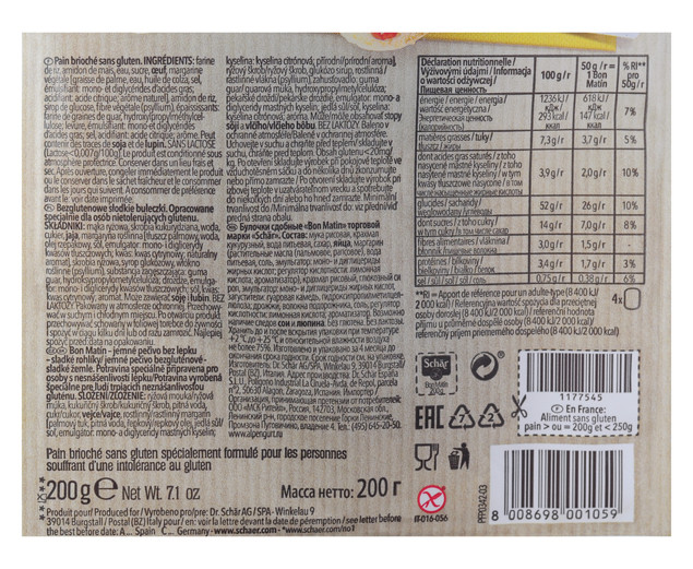 Słodkie bułeczki bezglutenowe 200 g Schar Bon Matin