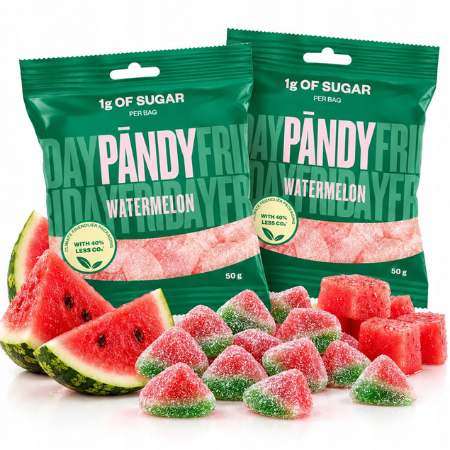 PANDY Żelki Arbuz 50G - 1G Cukru, Bez Dodatków, Fit Przekąska x2