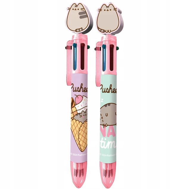 2x DŁUGOPIS PUSHEEN 6 kolorów Kot Kotek WIELOKOLOROWY BAMBINO 2 wzory