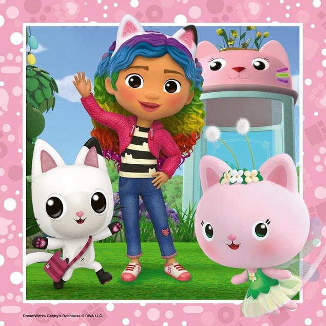 PUZZLE DLA DZIECI 3X49 KOCI DOMEK GABI