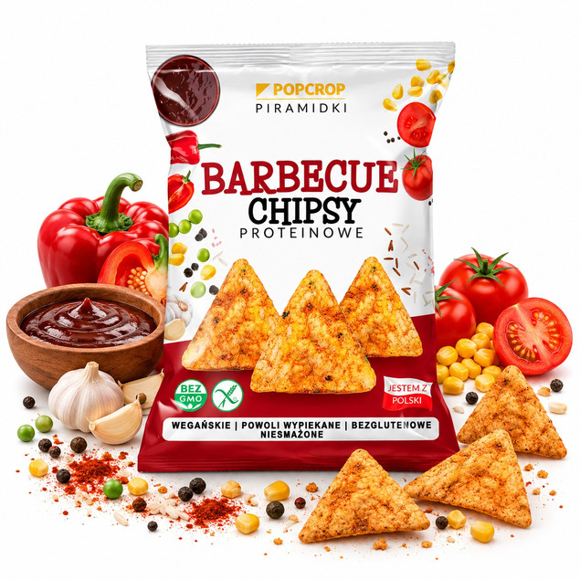 POPCROP Piramidki Chipsy Proteinowe BBQ Barbecue Bezglutenowe 60g