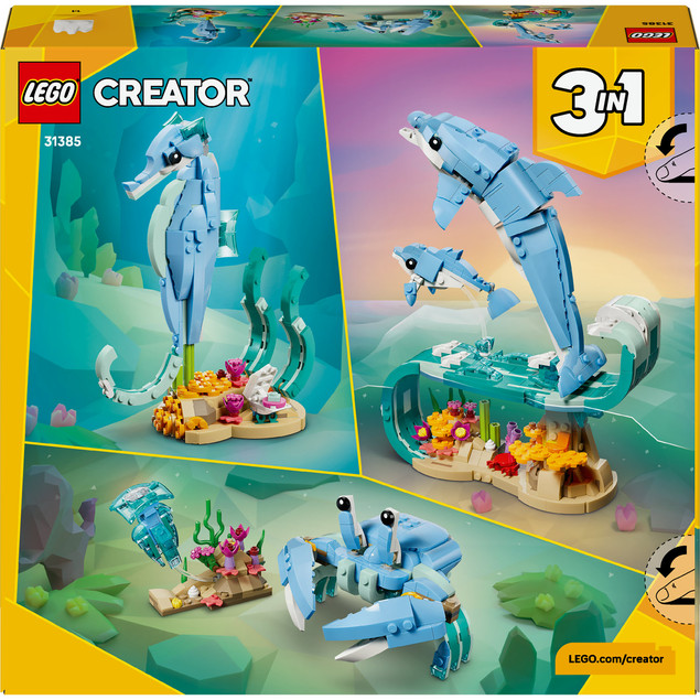 LEGO Creator 3 w 1 Zwierzęta Morskie: Piękny Delfin, Konik Morski, Krab 31385