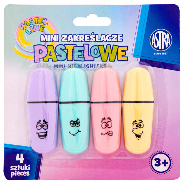 Zakreślacze mini pastel 4kol ASTRA