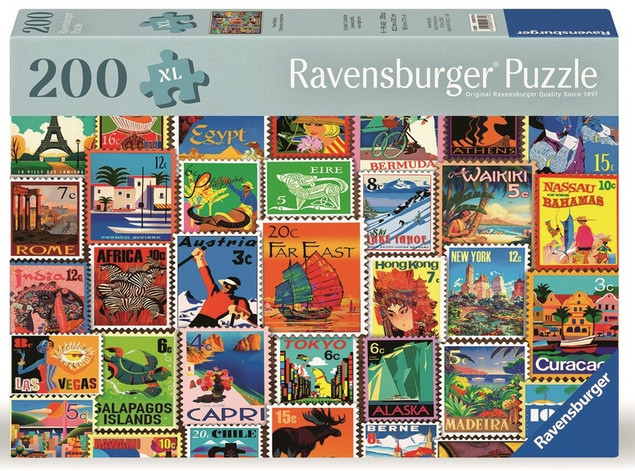 Puzzle XL 200 elementów. Znaczki pocztowe Ravensburger