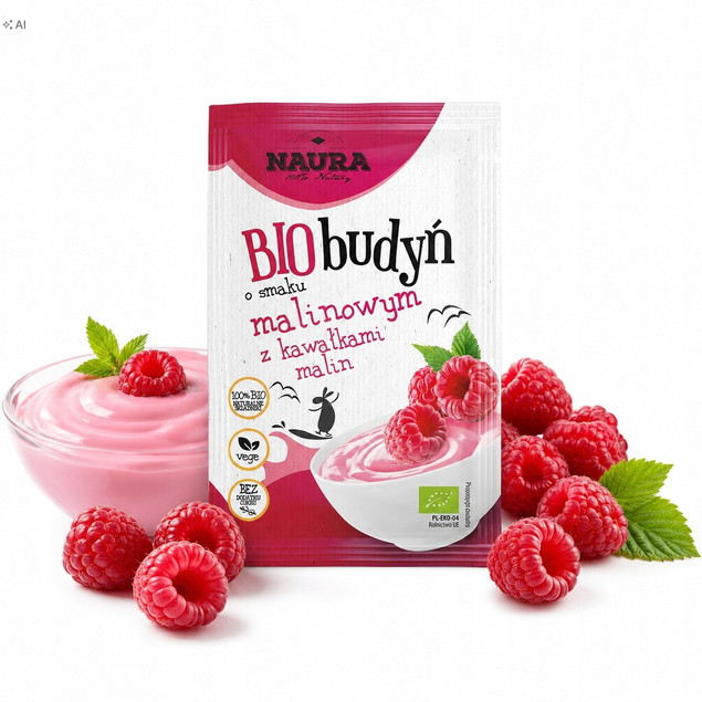 Budyń malinowy bez cukru Naura 38g