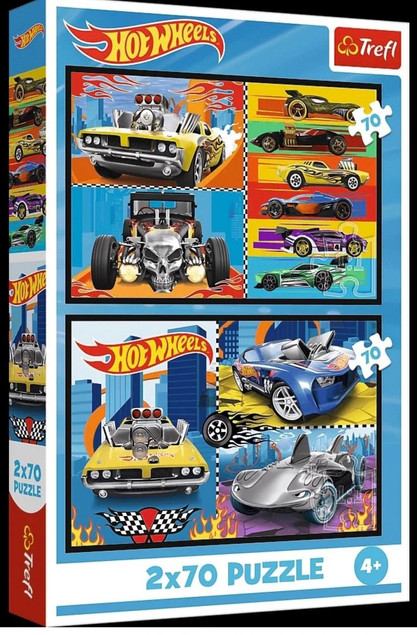 Puzzle 2x70 elementów Hot Wheels Samochodziki Trefl