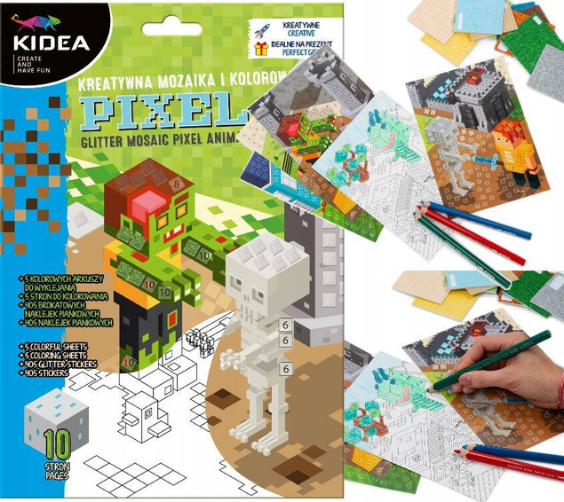 Kreatywna mozaika z kolorowanką Minecraft – Kidea