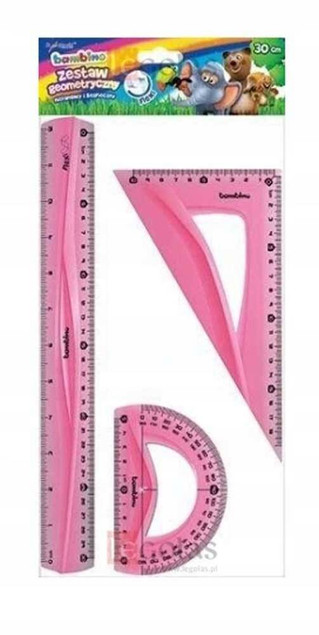 Zestaw geometryczny linijka ekierka kątomierz 20 cm Bambino Flexi