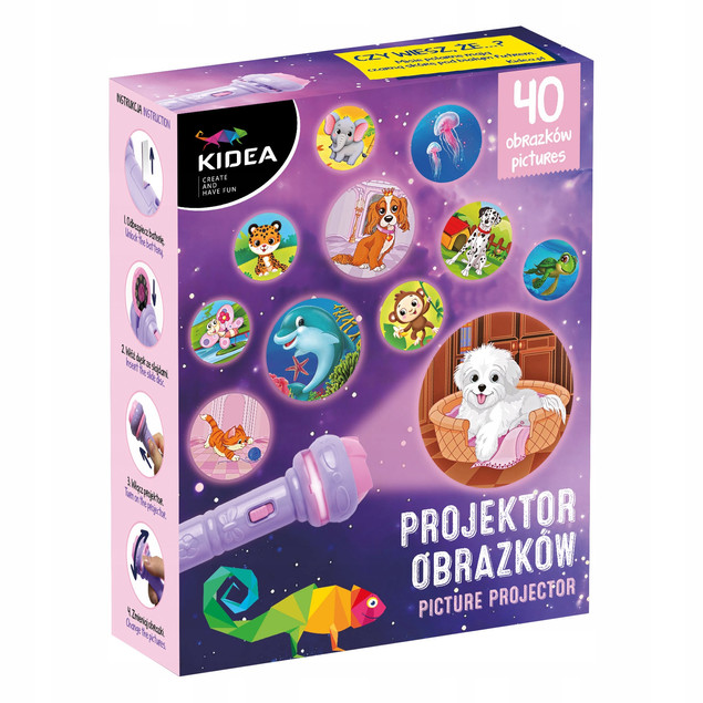Projektor obrazków Zwierzątka Kidea - 40 obrazków, 5 dysków