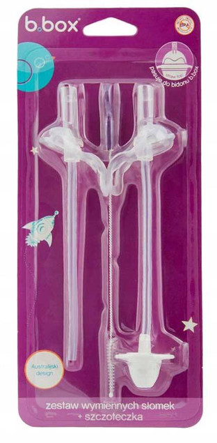 b.box Słomki zapasowe i szczoteczka do bidonu 2 szt