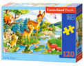 Puzzle 120 Układanka Zwierzęta JELONKI Las Jelonek Jeleń Rzeka 6+ Castor