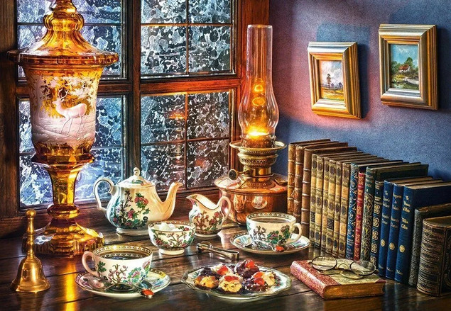Puzzle 1000 Układanka Dom ZASTAWA PORCELANA Książki Herbata 9+ Castorland