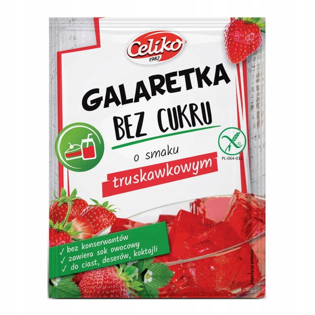Galaretka Truskawkowa BEZ DODATKU CUKRU Celiko Smak Truskawki Bezglutenowa