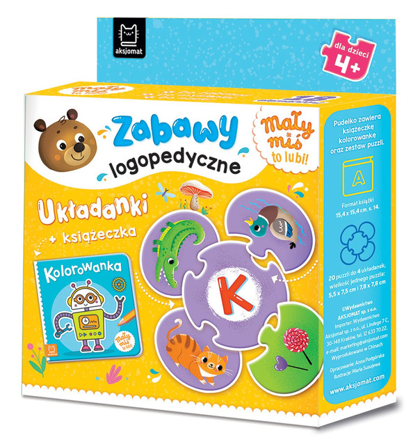 Mały Miś to Lubi! Zabawy Logopedyczne Anna Podgórska – Układanki + Książeczka