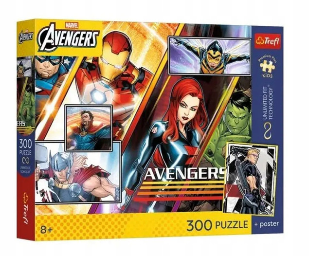 Puzzle Trefl 300 el. Avengers Marvel + Plakat