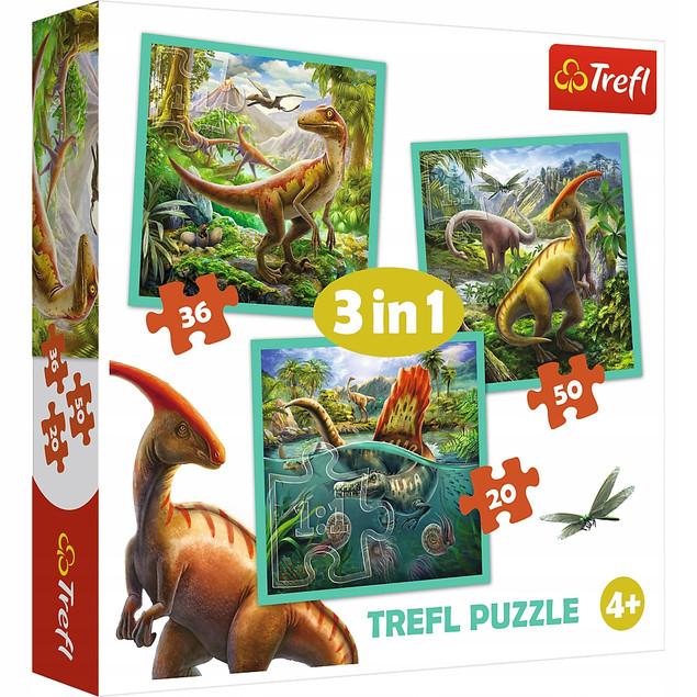 Puzzle 3w1 Układanka Niezwykły Świat Dinozaurów DINOZAURY Gady Trefl 34837