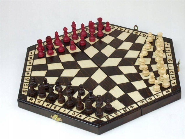 Szachy 3-Osobowe Drewniane 7+ Logiczna Strategiczna Abino