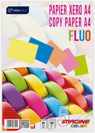 Papier Kolorowy Ksero Xero A4/100k 5 Kolorów x20 szt. 80g Interdruk