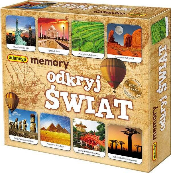 Memory Odkryj Świat – Adamigo | 80 kart | 2-6 graczy | 7+