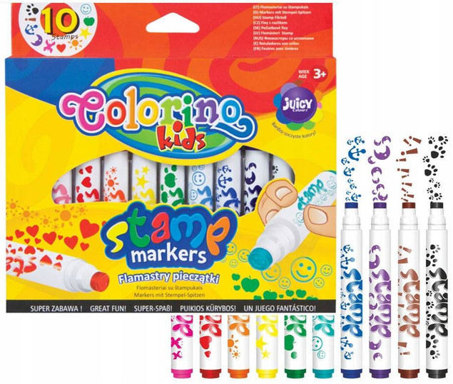 Mazaki Pisaki Flamastry Pieczątki Stempelki 10 Sztuk Colorino 34623
