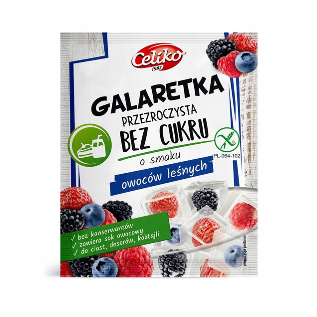 Galaretka owoce leśne BEZ CUKRU Celiko Bez glutenu przeźroczysta x2