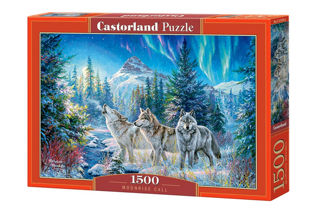 Puzzle 1500 Układanka Zwierzęta WILKI Las Góry Rzeka Zorza Obraz 9+ Castor