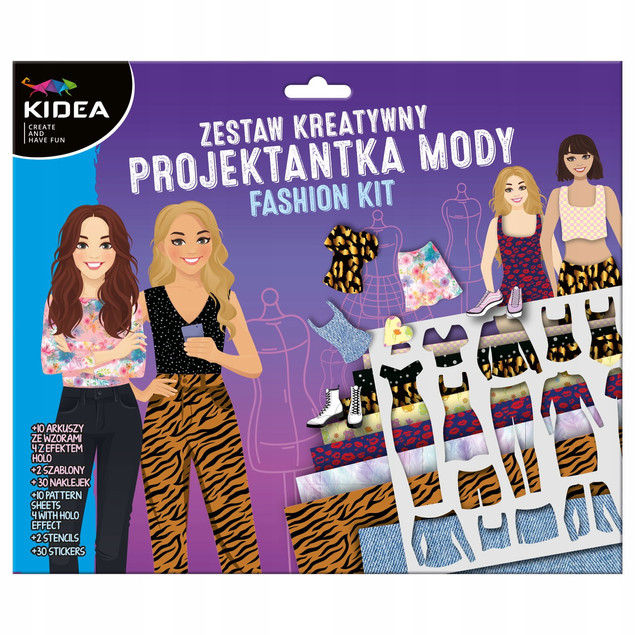 Zestaw Kreatywny PROJEKTANTKA Mody z Szablonami Fashion 10 Ark. 3+ Kidea