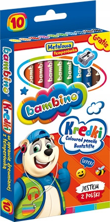 Kredki Ołówkowe BAMBINO Jumbo Grube 10 Kolorów z Temperówką