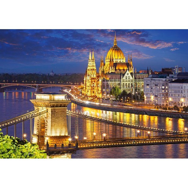 Puzzle 2000 Krajobraz Widok Miasto BUDAPESZT NOCĄ Pałac Most 9+ Castor