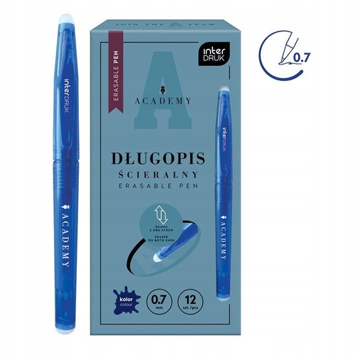 Długopis Zmazywalny Interdruk Academy Niebieski 0.7mm + 3 Wkłady