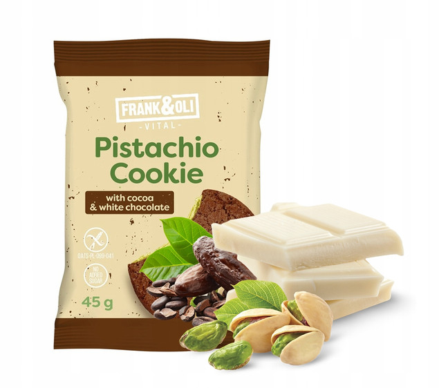Frank&Oli Ciastko Pistacja Kakao Biała Czekolada 45g