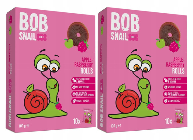 2x Przekąska Owocowa Jabłko Malina Bez Cukrów 100g BOB SNAIL