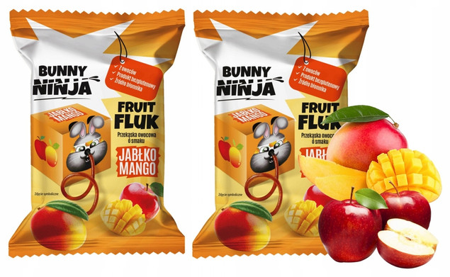 BUNNY NINJA Przekąska Owocowa JABŁKO MANGO Fruit Fluk 15g x2