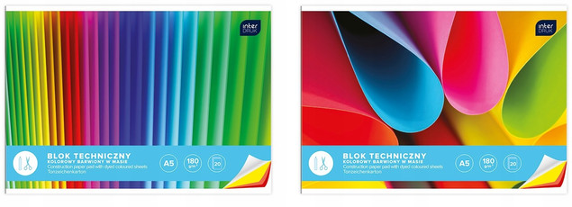 INTERDRUK BLOK TECHNICZNY KOLOROWY A5 20 kartek, barwiony w masie