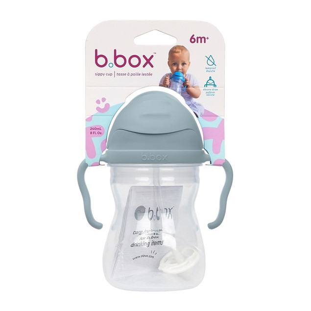 B.BOX Bidon Kubek ze Słomką Obciążoną Niekapek 240ml Błękitny dla Dzieci