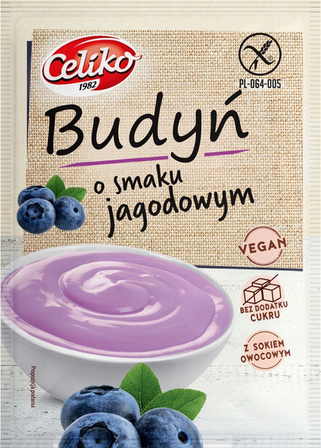 Budyń BEZ CUKRU i Glutenu JAGODOWY Deser Bezglutenowy CELIKO 40g