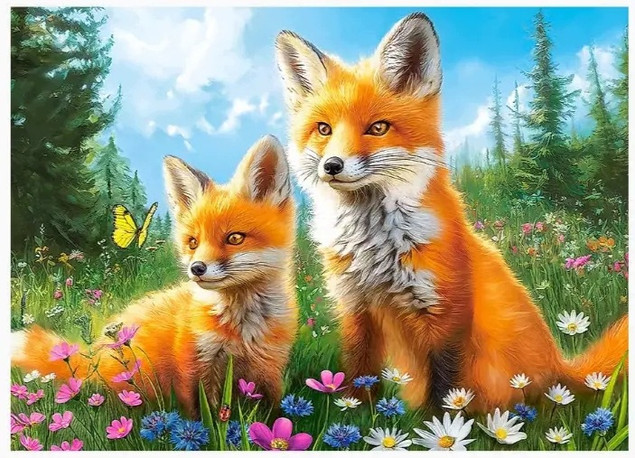 Puzzle Castorland 260 elementów. Lisy o poranku
