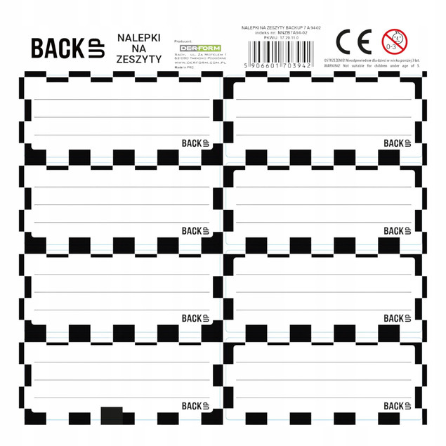 Naklejki na zeszyty nalepki dla chłopca dziewczynki młodzieżowe SZACHOWNICA